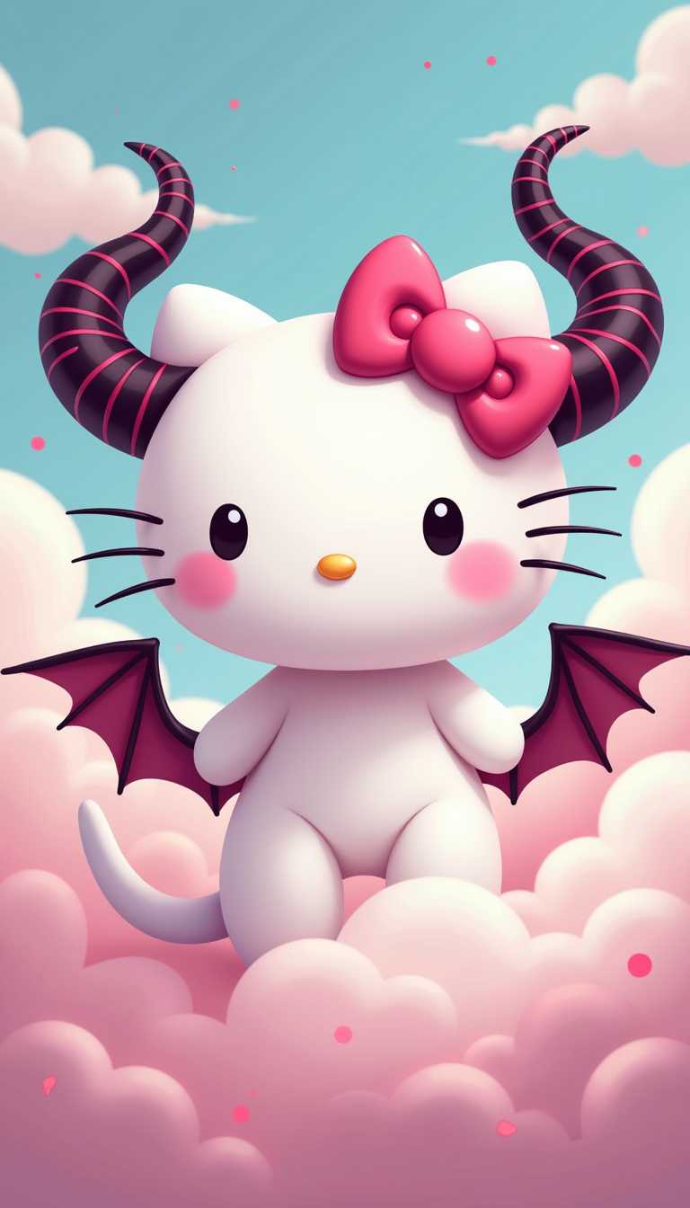 Devilish Hello Kitty in the Clouds