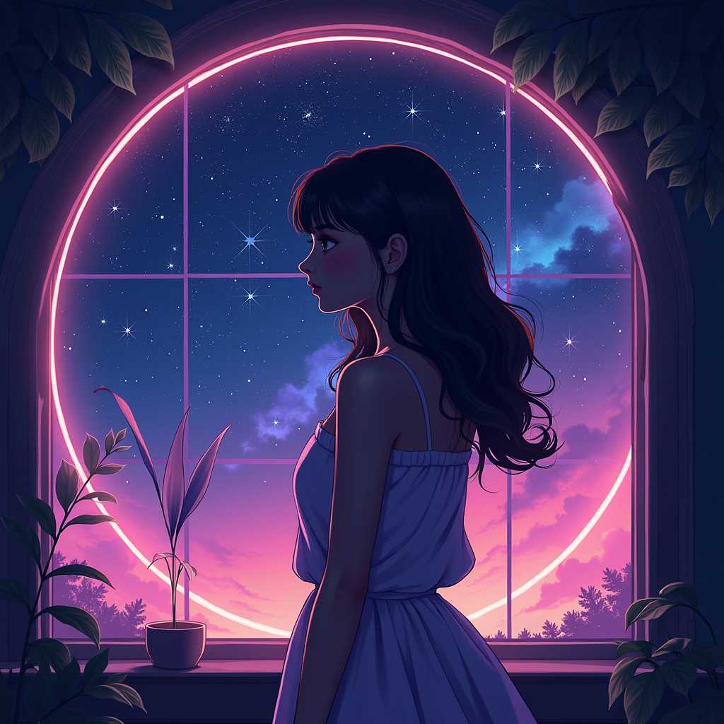 1girl,realistic,score_9,score_8_up,score_7_up,score_6_up,score_5_up,score_4_up glowing frame,backlight colors,silhouette colors,cosmic frame,beautiful woman in a frame,silhouette,backlighting,vibrant,magical night sky,illustration,soft,beautiful,dreamy,realistic,professional,simple,twinkling night sky,extremely detailed,hyper detailed,illustration,half finished sketch,half colored sketch,anime,masterpiece,bright colors,high contrast,vivid lighting,dark background,simple background,<lora:PonySpiritAnimals:0.5>,