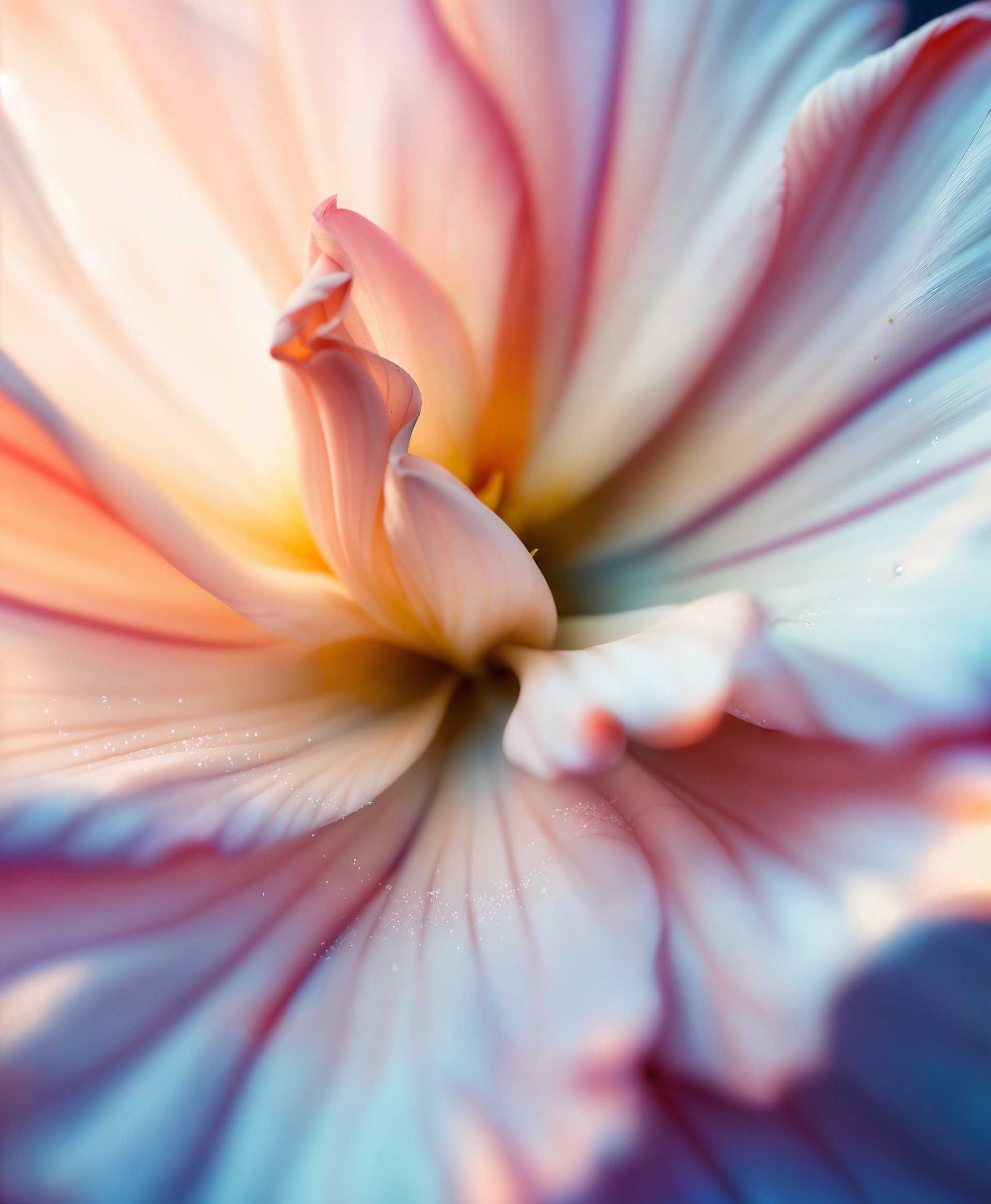 masterpiece, best quality, highres, sharp image, more detail, masterpiece, best quality, highres, sharp image, more detail, A highly detailed close-up portrait of a single, exquisite flower, ***(specify the type of flower for more accuracy)***. The flower is captured with **macro photography** techniques, showcasing:

- **Visual Details**: Petals with delicate **veining**, **vibrant color saturation** and **soft, velvety textures**. The **stamen and pistil** are in sharp focus, displaying intricate pollen and anther structures. The background is **blurred**, creating a **bokeh effect** that contrasts with the crisp detail of the flower.

- **Lighting**: Utilizes **soft, natural light** to enhance the flower's natural colors, with **subtle backlighting** to highlight the edges of the petals, giving them a **luminous glow**.

- **Artistic Style**: Emulates **hyperrealism**, where every detail is rendered with **precision** to mimic reality closely. 

- **Composition**: The flower is **centered** in the frame, filling it almost entirely, with the petals possibly extending beyond the frame to suggest **abundance**. The camera angle is **slightly above**, looking down on the flower to emphasize its **delicate form**.

- **Mood and Atmosphere**: The scene evokes a **sense of tranquility** and **beauty in simplicity**, with a **quiet, serene ambiance** that encourages the viewer to appreciate the flower's natural splendor.

- **Technical Aspects**: Use of **depth of field** to isolate the subject, **high-resolution** capture to ensure clarity, and **post-processing** to enhance color vibrancy and detail.

This prompt aims to create an image where the flower's beauty is the focal point, portrayed in a way that feels both **realistic** and **artistically enhanced**.
