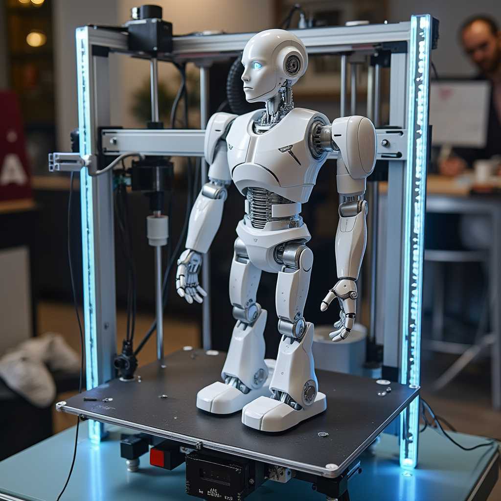a 3d printer printing a humanoid robot