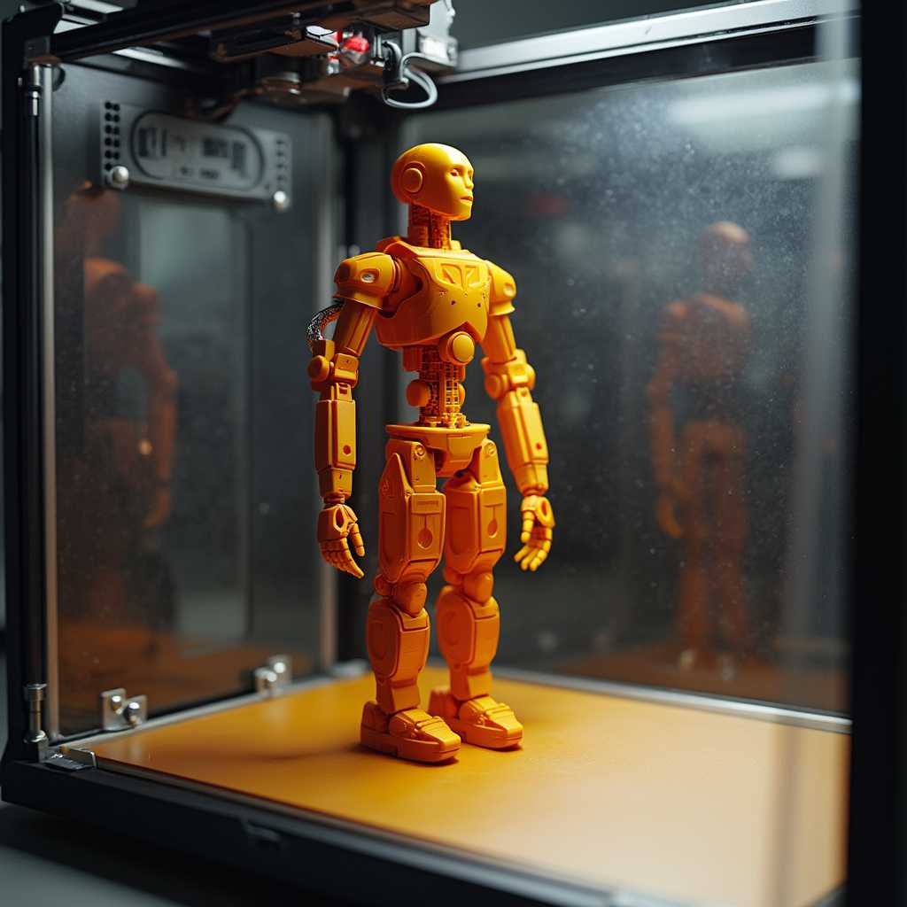 a 3d printer printing a humanoid robot