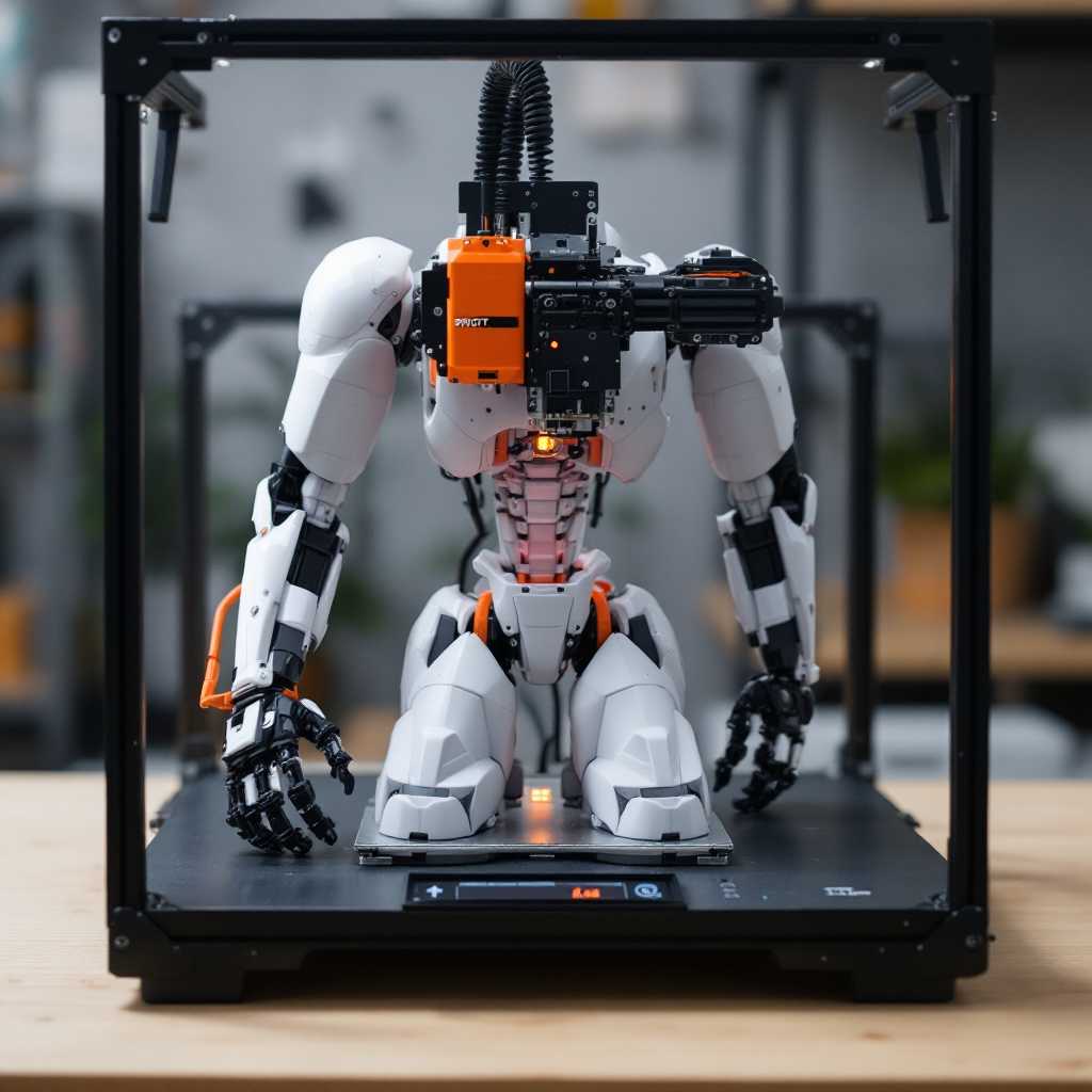 a 3d printer printing a humanoid robot