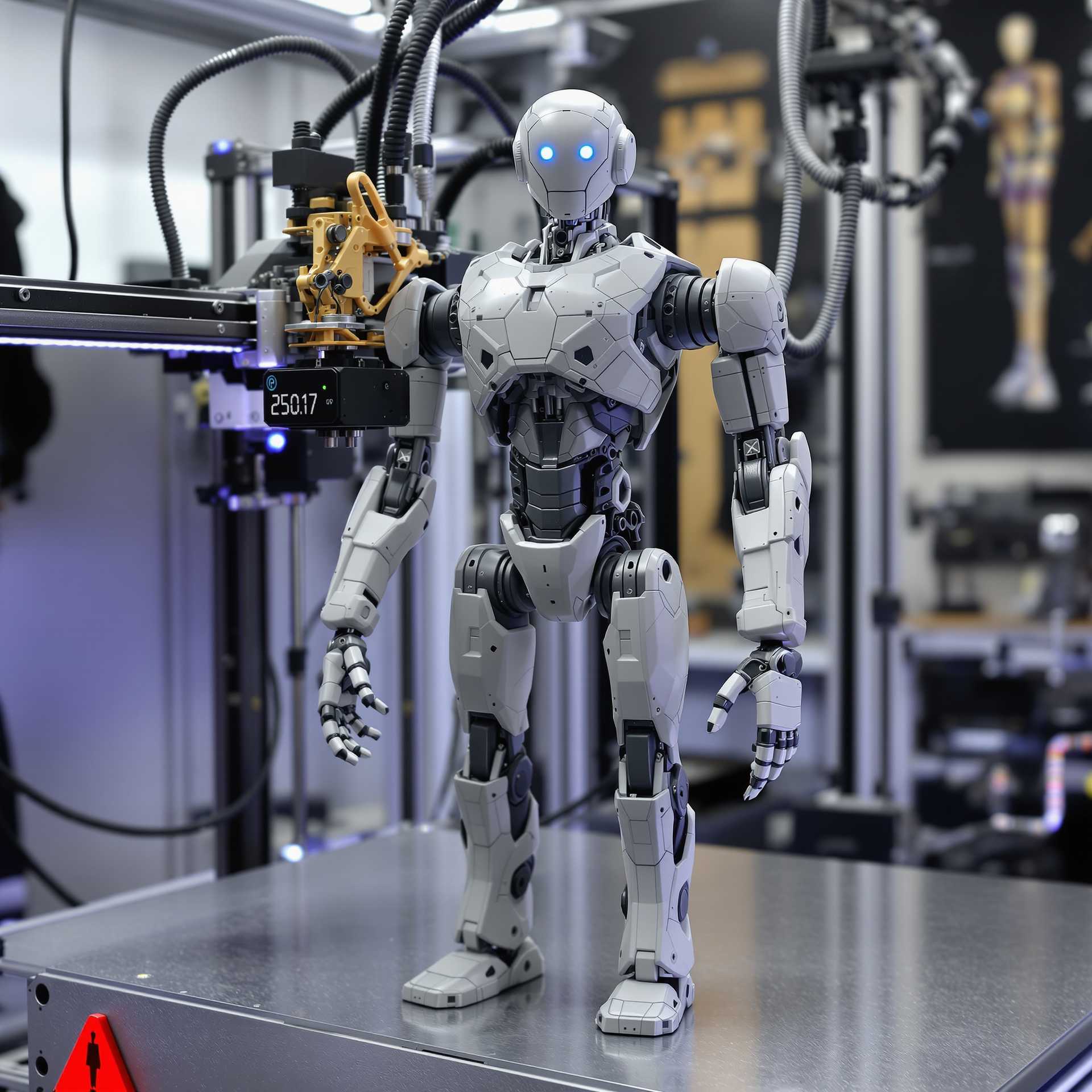 a 3d printer printing a humanoid robot