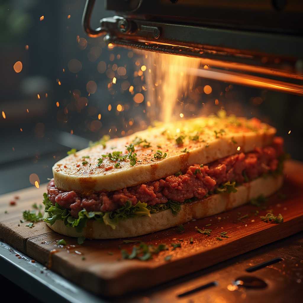 an atomic replicator creating a beef wellington