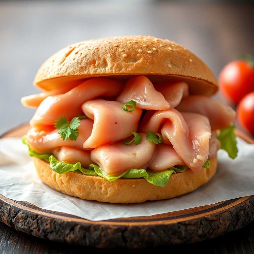 a delicious mouthwatering sandwich made with raw chicken