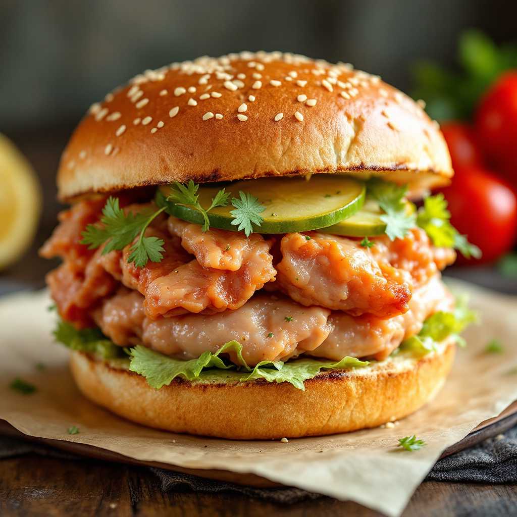 a delicious mouthwatering sandwich made with raw chicken