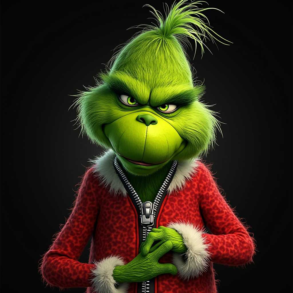CGI image of the Grinch's head inside of an opening zipper with his hand on the zipper pull at the bottom. The text 'Eww People' in a Green Dr. Suess font is written. solid black background.