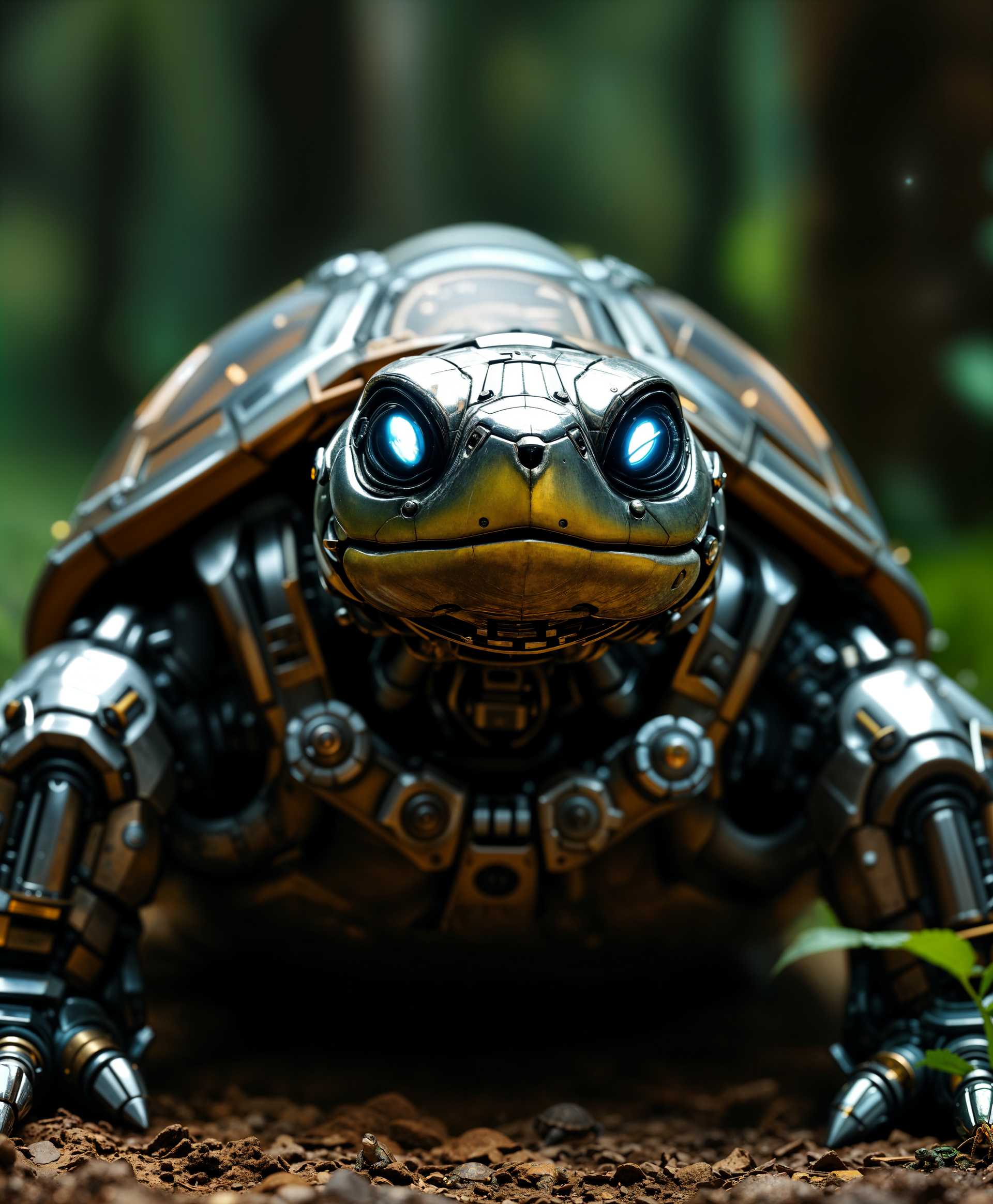 AI-generated image: Create a highly detailed portrait of a **Mecha Turtle** in its natural habitat:
- **Visual Details*