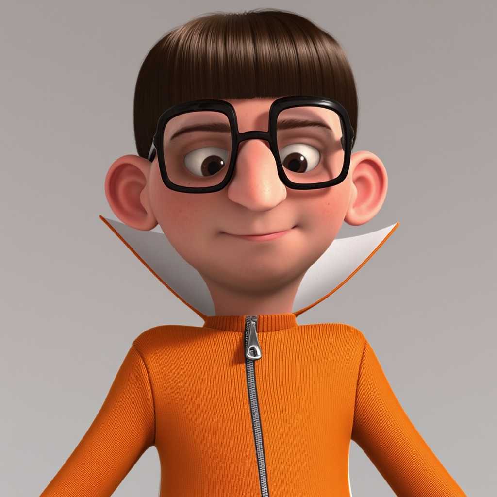 Quirky Scientist Character in Orange Jumpsuit