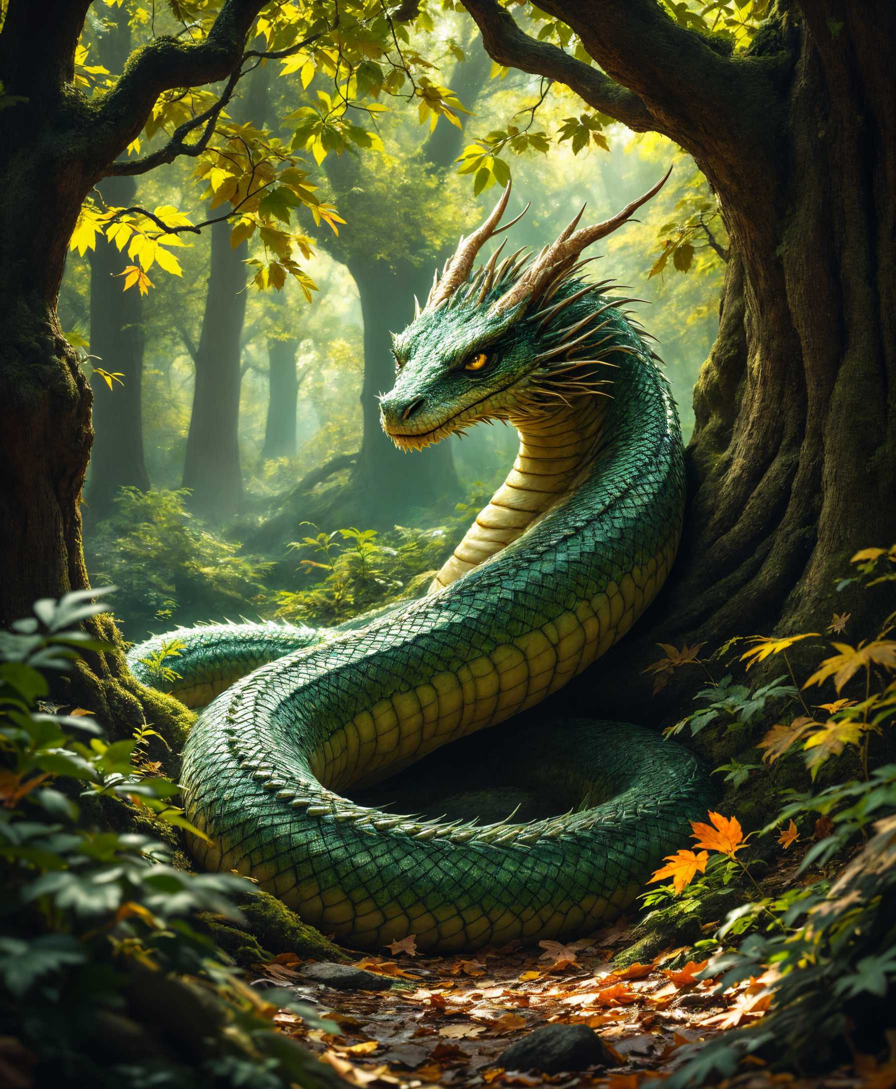 AI-generated image: **Image Prompt:**

Create a high-definition portrait of a Tatzelwurm, a mythical creature known for 