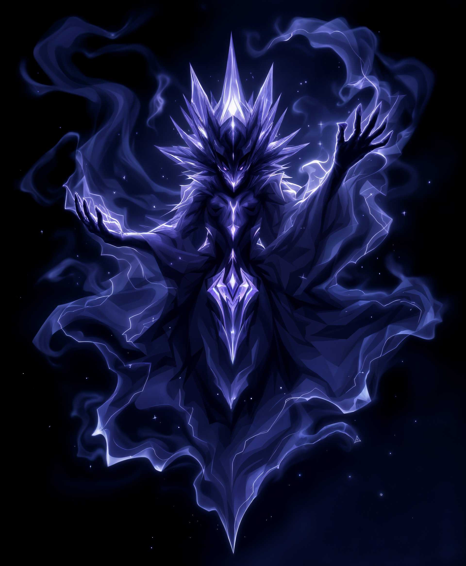 masterpiece, best quality, highres, sharp image, more detail, masterpiece, best quality, highres, sharp image, more detail, ```plaintext
Create an ultra-high-resolution portrait of the Dark Element Spirit from the "Final Fantasy" series. Here are the details:

**Subject**: 
- A spectral, otherworldly figure embodying the essence of darkness, with an ethereal, semi-transparent form that hints at its elemental nature.
- The spirit should exude a sense of ancient power and mystery, with subtle, intricate patterns swirling around its form like dark smoke.

**Visual Details**:
- **Texture**: Incorporate a mix of smooth, flowing energy with sharp, crystalline edges, giving the spirit a multifaceted appearance.
- **Color Palette**: Dominate with deep purples, midnight blues, and inky blacks, accented by faint, glowing whites and silvers to highlight its supernatural essence.
- **Lighting**: Utilize chiaroscuro to create dramatic contrasts between light and shadow, emphasizing the spirit's ethereal presence.
- **Details**: Include fine details such as runes or arcane symbols etched into its form, pulsating with a soft, inner light.

**Artistic Style**:
- The image should be rendered in a style reminiscent of fantasy concept art, with a nod to the visual aesthetics of Yoshitaka Amano's artwork for "Final Fantasy", yet with a modern, digital art finesse.

**Composition**:
- **Subject Placement**: The spirit should be the focal point, centered in the composition with an imposing, regal stance.
- **Camera Angle**: Use a low angle shot to give the spirit an imposing, towering presence.
- **Framing**: Frame the spirit against a dark, mystical backdrop that suggests an otherworldly realm or a void, enhancing the sense of isolation and power.

**Mood and Atmosphere**:
- **Feeling**: The atmosphere should be one of awe, mystery, and slight trepidation, as if one is beholding a powerful entity from another dimension.
- **Time**: The scene should feel timeless, as if the spirit exists outside the normal flow of time.
- **Weather/Environment**: The background could subtly hint at a storm brewing or the darkness of an eclipse, amplifying the ominous and magical mood.

**Technical Aspects**:
- **Resolution**: Aim for 8k resolution to capture the intricate details.
- **Rendering**: Employ techniques like particle effects for the swirling dark energy, depth of field to focus on the spirit while blurring the background, and subtle motion blur to suggest its ethereal movement.

This portrait should not only capture the spirit's visual characteristics but also its elemental power and the lore surrounding it in the "Final Fantasy" universe.
```
