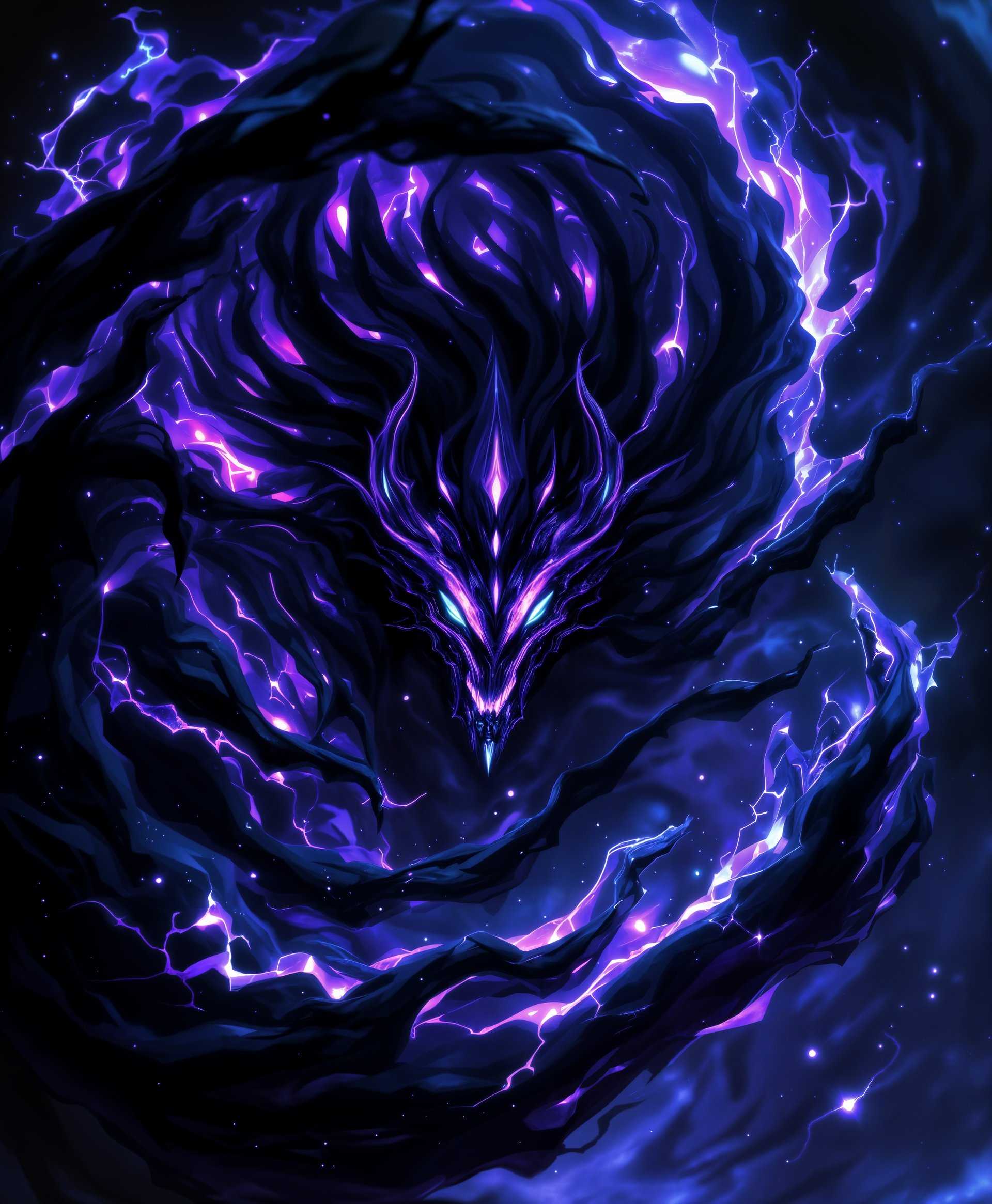 masterpiece, best quality, highres, sharp image, more detail, masterpiece, best quality, highres, sharp image, more detail, A highly detailed portrait of Zeromus, the primal from "Final Fantasy," enveloped in the mystical force of Gravity, with the following specifications:

**Visual Details:**
- **Texture:** Zeromus's form is composed of dark, swirling cosmic energy with hints of luminescent purple and black, giving a sense of depth and movement.
- **Colors:** Dominant shades of deep purple, black, and dark blue, with glowing accents in green and violet where the gravitational power manifests.
- **Lighting:** A dramatic chiaroscuro effect with stark contrasts, highlighting the intense gravitational forces at play, casting eerie shadows and glowing highlights.

**Style:**
- **Artistic Style:** Inspired by the dark fantasy art of H.R. Giger, with a blend of Lovecraftian horror and cosmic mysticism, creating an unsettling yet awe-inspiring visual.
- **Technique:** Digital painting with hyper-realistic rendering of light and shadow, mimicking the atmosphere of a high-resolution digital art piece.

**Composition:**
- **Subject Positioning:** Zeromus is centrally positioned, filling the frame with its immense presence, its form contorted as if being pulled by its own gravity.
- **Camera Angle:** Low angle shot to emphasize the imposing nature of Zeromus, creating a sense of looking up at a god-like entity.
- **Framing:** The image is tightly framed, focusing on Zeromus's face and upper body, with tendrils of gravitational force extending towards the viewer.

**Mood and Atmosphere:**
- **Ambiance:** A palpable sense of dread and awe, with the environment around Zeromus distorted by gravity, creating a surreal, almost dreamlike quality.
- **Time of Day:** Eerie twilight, where the light is failing, enhancing the ominous presence of Zeromus.
- **Weather Conditions:** A backdrop of a storming cosmic void, with swirling dark clouds and flashes of purple lightning.

**Technical Aspects:**
- **Depth of Field:** Shallow focus to keep Zeromus sharp against a blurred, chaotic background.
- **Dynamic Range:** High dynamic range to capture the stark contrast between the darkness and the glowing elements of gravitational power.
- **Resolution:** Ultra-high resolution to ensure every detail of Zeromus's form and the gravitational effects are crisp and clear.

This portrait should encapsulate the essence of Zeromus as a primal force, where gravity is not just a physical phenomenon but a manifestation of its power and terror, creating a scene that is both visually stunning and emotionally resonant.