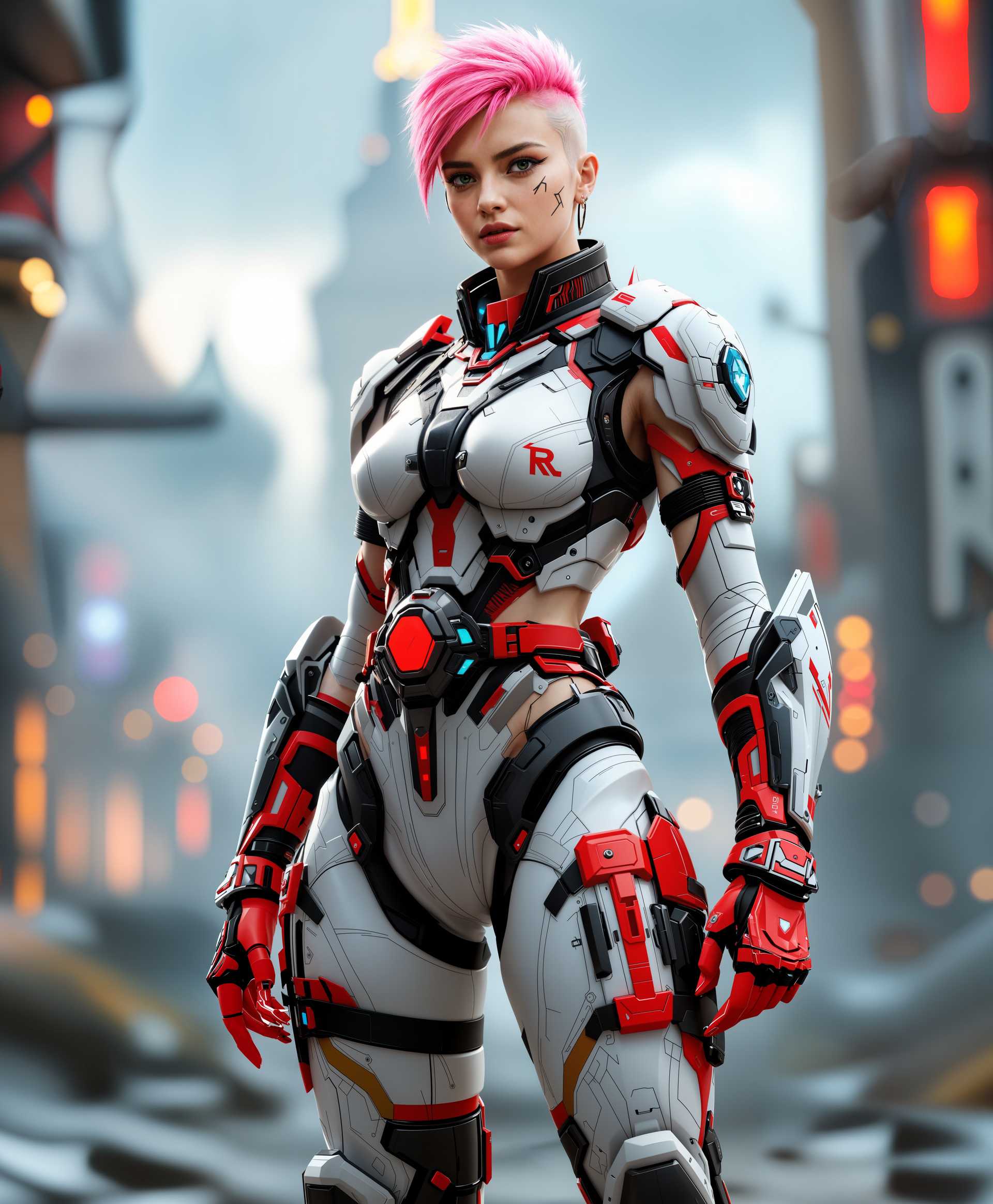 AI-generated image: Create a 3D rendered character with the following specifications1. Gender Female2. Hairstyle Short,