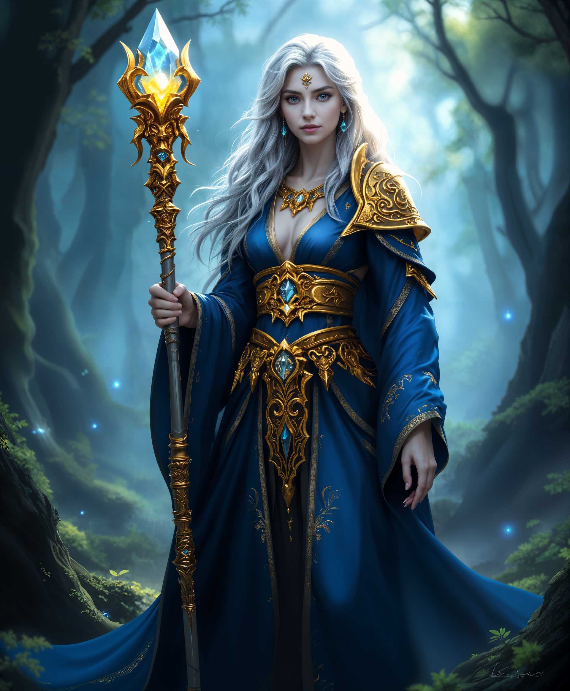 AI-generated image: masterpiece, best quality, highres, sharp image, more detail, **Subject**: Aegwynn, Guardian of Tiri