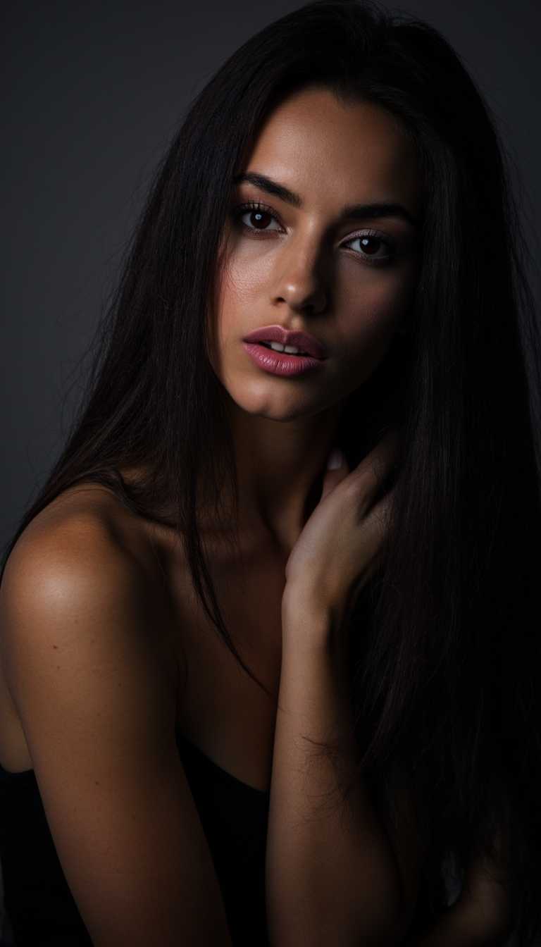 , aidmaRealisticPeoplePhotograph, modeling photograph, rakshasa, indian  beautiful, dark, mysterious, goth makeup, detailed flawless face, dramatic darkroom lighting, high exposure, (bubbly background:0.7), head and shoulders, 80mm camera