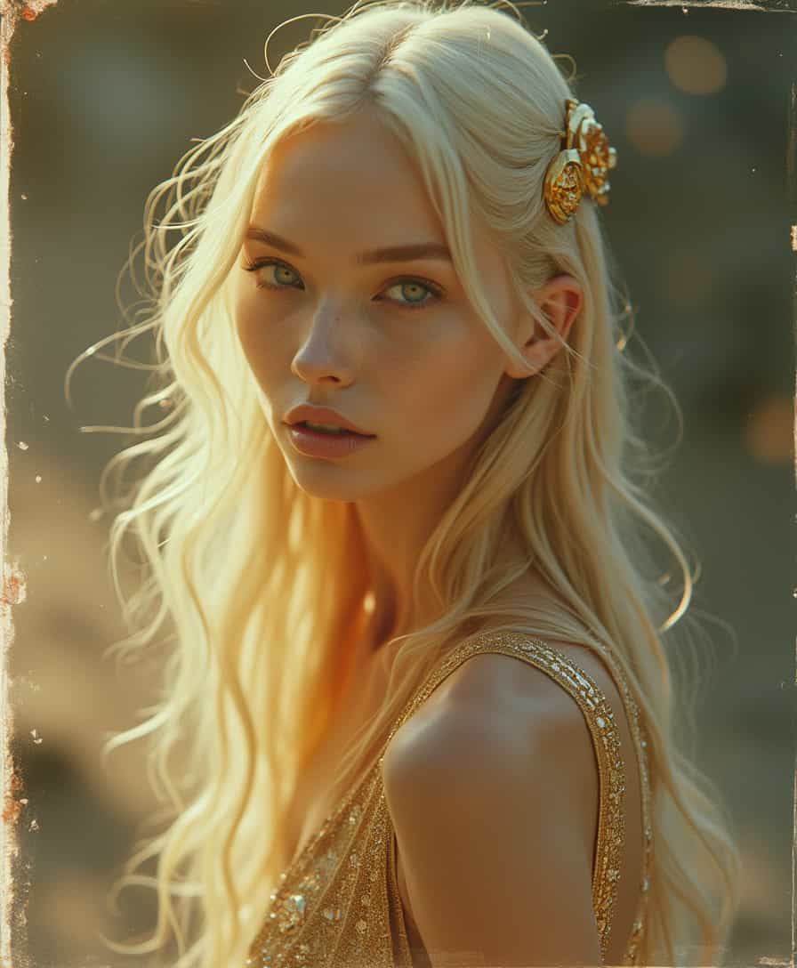**Golden Elegance: A Timeless Portrait**