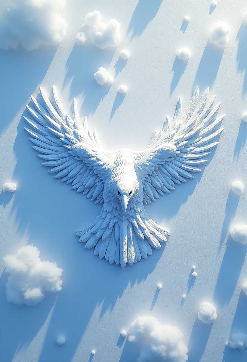 realism aerial view a large field of snow with beautiful snow art of a giant "eagle" 
It can be anything you want in the quotation marks.
