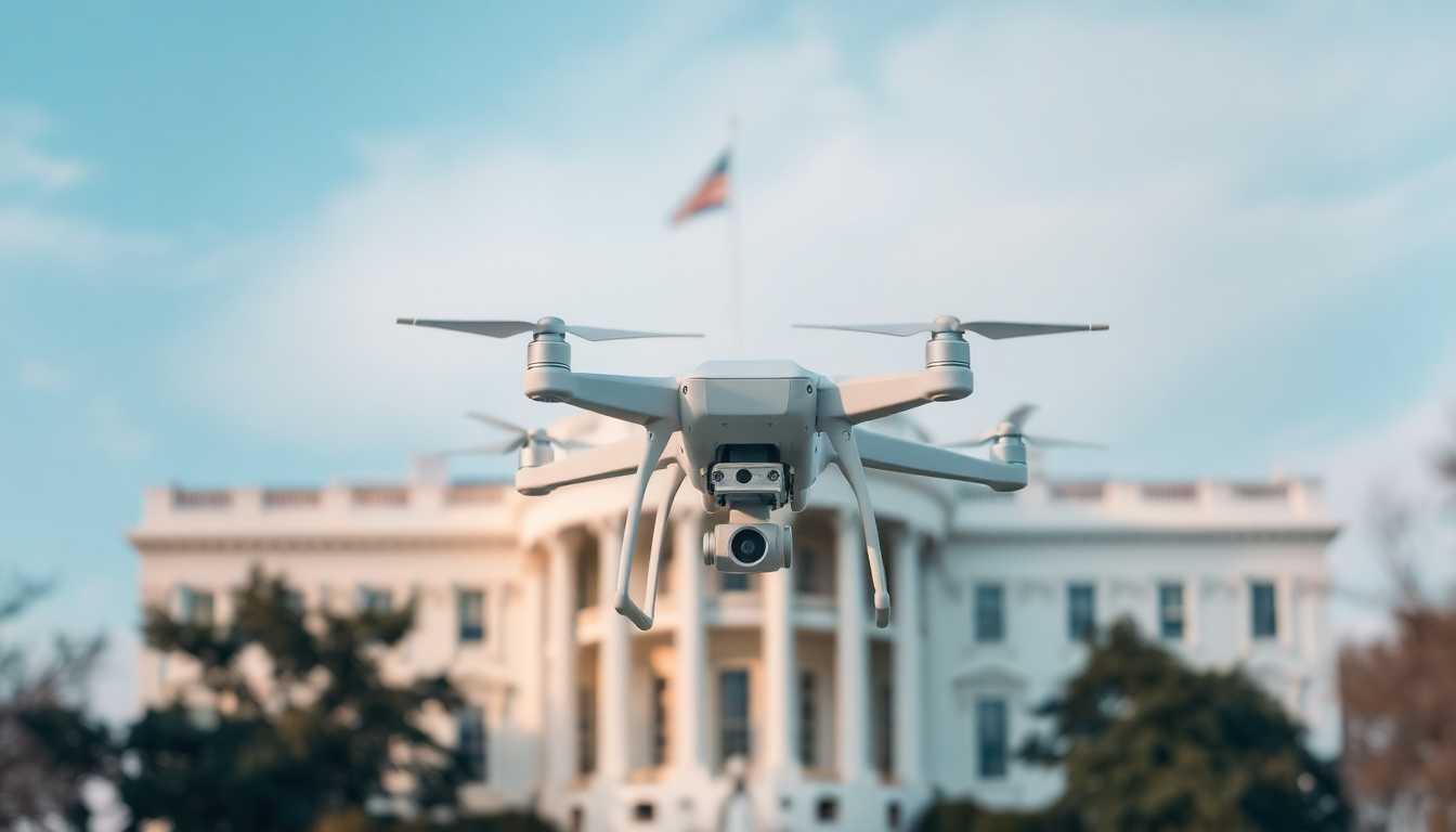 DJI ((drone)) over White House in Washington D.C.