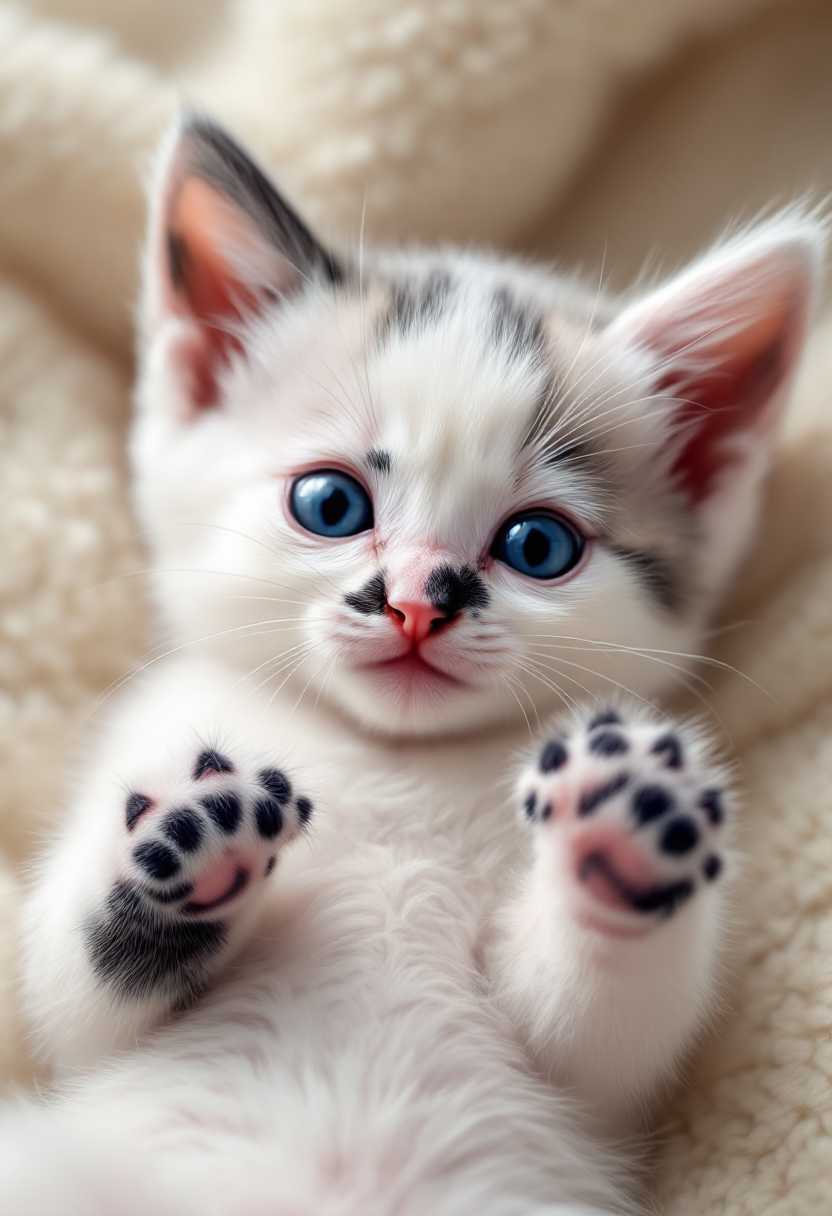 Blue-Eyed Kitten's Playful Gaze