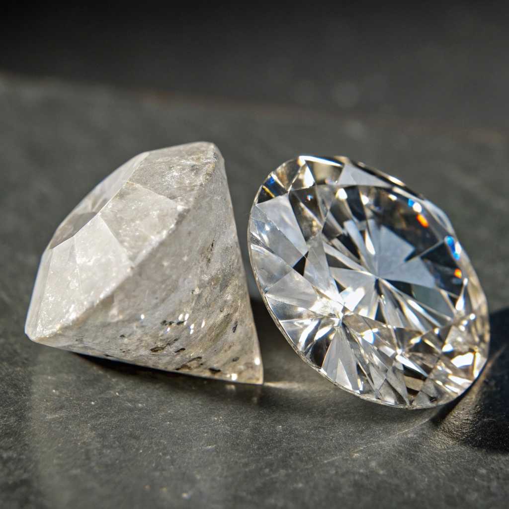 Half Raw and Half cut and polished diamond 