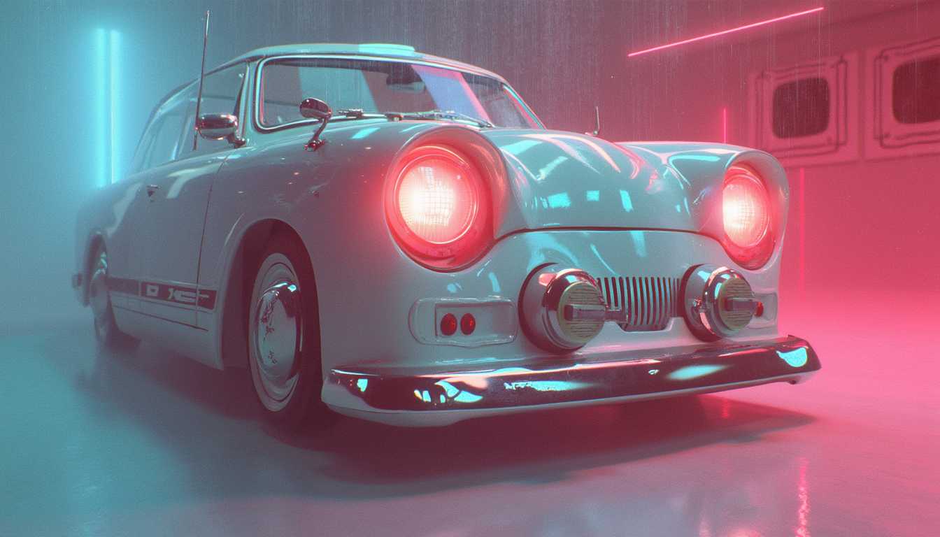 Neon Dreams: A Retro-Futuristic Car