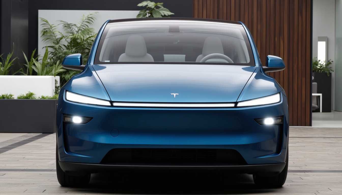 Modern Electric Elegance: A Tesla in Contemporary Setting