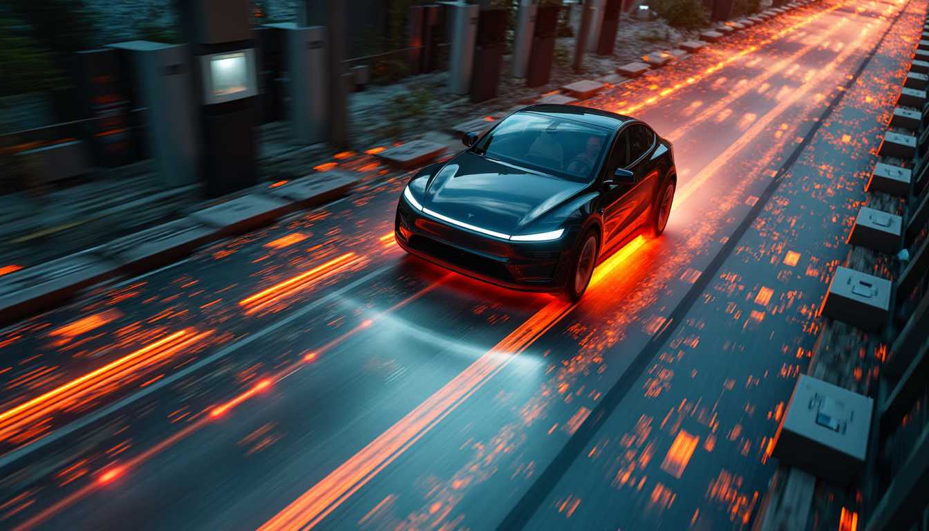 T3SLAMDLYJNP3R, driving on a road made out of circuit boards