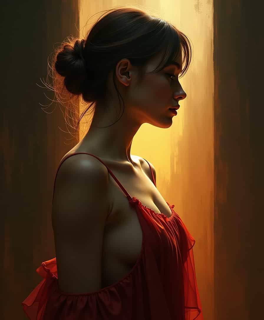 The art style in this image is reminiscent of digital painting of gorgeous woman, with a focus on creating a dreamlike and ethereal quality. The use of light and shadow is dramatic, with a chiaroscuro effect that adds depth and dimension to the subjects form. The colors are rich and saturated, with a warm palette that suggests passion and intensity. Artistic influences could include the following:
1. Renaissance Portraiture the figures pose and the way the light falls on the body are reminiscent of the chiaroscuro techniques used in Renaissance portraiture, where the interplay of light and shadow is used to sculpt the form and convey emotion.
2. Baroque Art The dramatic use of light and dark, as well as the dynamic composition, could be influenced by Baroque art, which often features exaggerated emotional expressions and theatrical poses.
3. Surrealism The surreal quality of the image, with its dreamlike and otherworldly elements, could be influenced by Surrealist art, which often explores the subconscious and the irrational.
4. Digital Painting The smooth blending of colors and the realistic rendering of textures are characteristic of digital painting techniques, which have become increasingly popular in contemporary art.
Overall, the image combines elements of classical portraiture with modern digital painting techniques to create a visually striking and emotionally evocative piece.