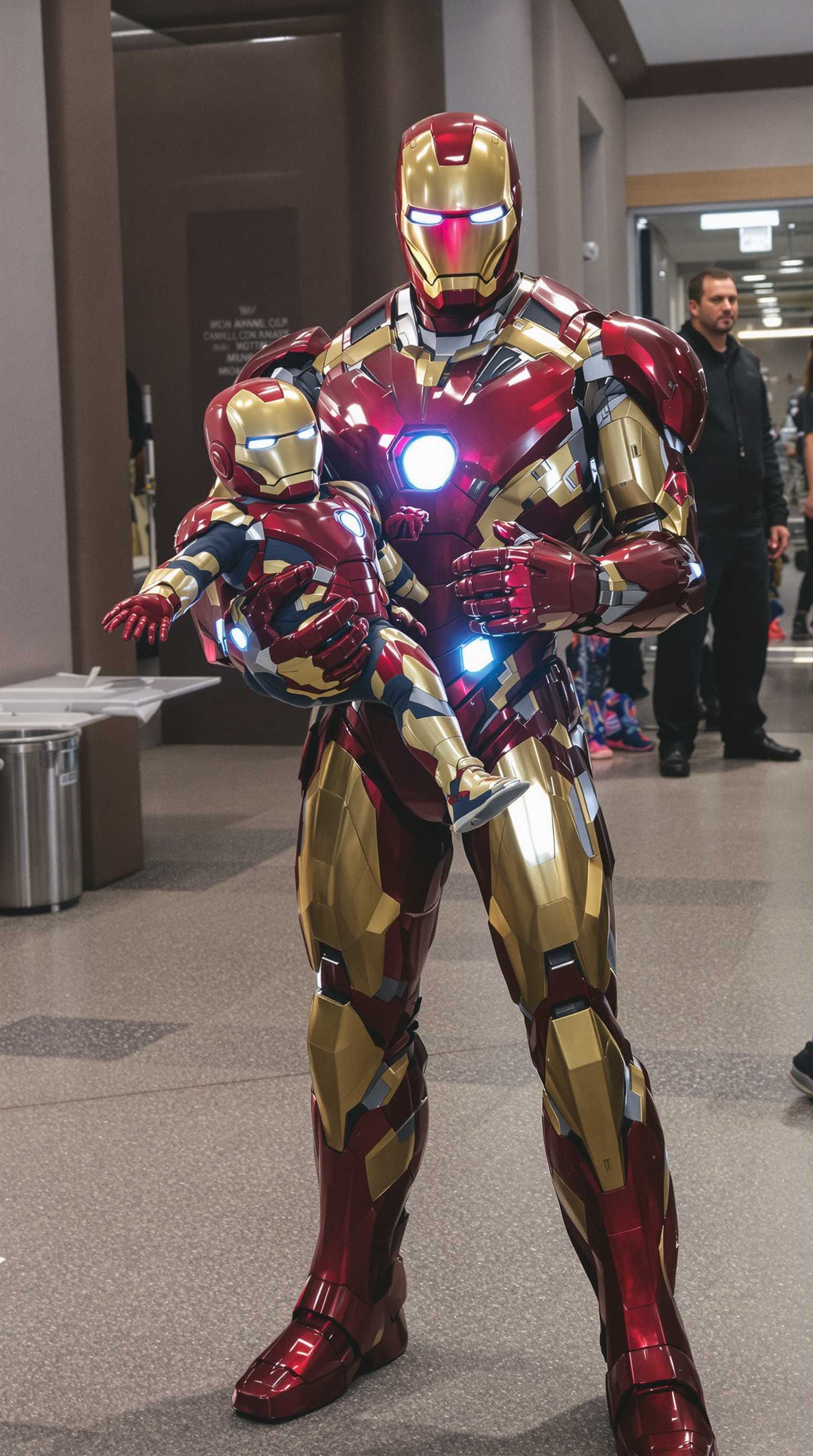  Ironman holds a Iron baby in his arms!!