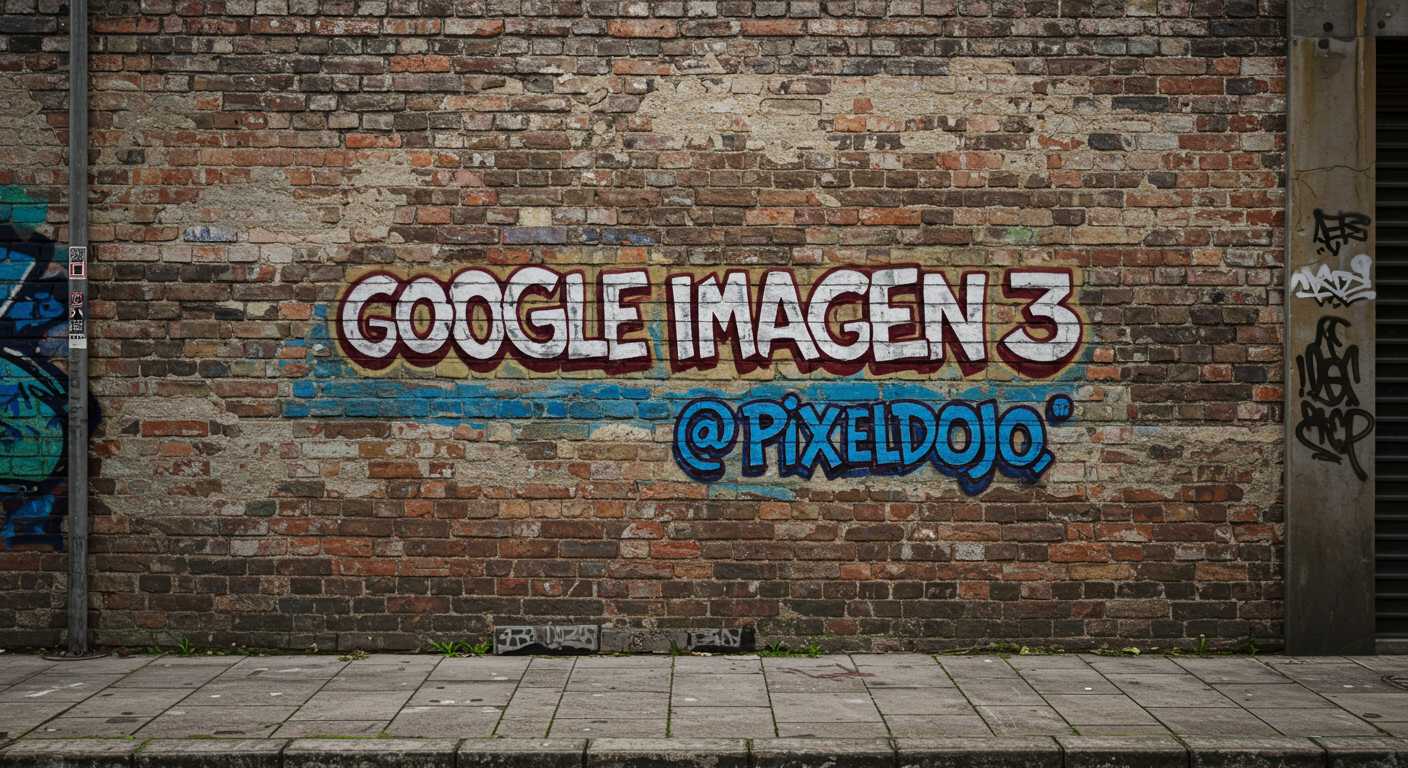 A brick wall weathered and tagged with graffiti. the graffiti reads "GOOGLE IMAGEN 3 @ PIXELDOJO"