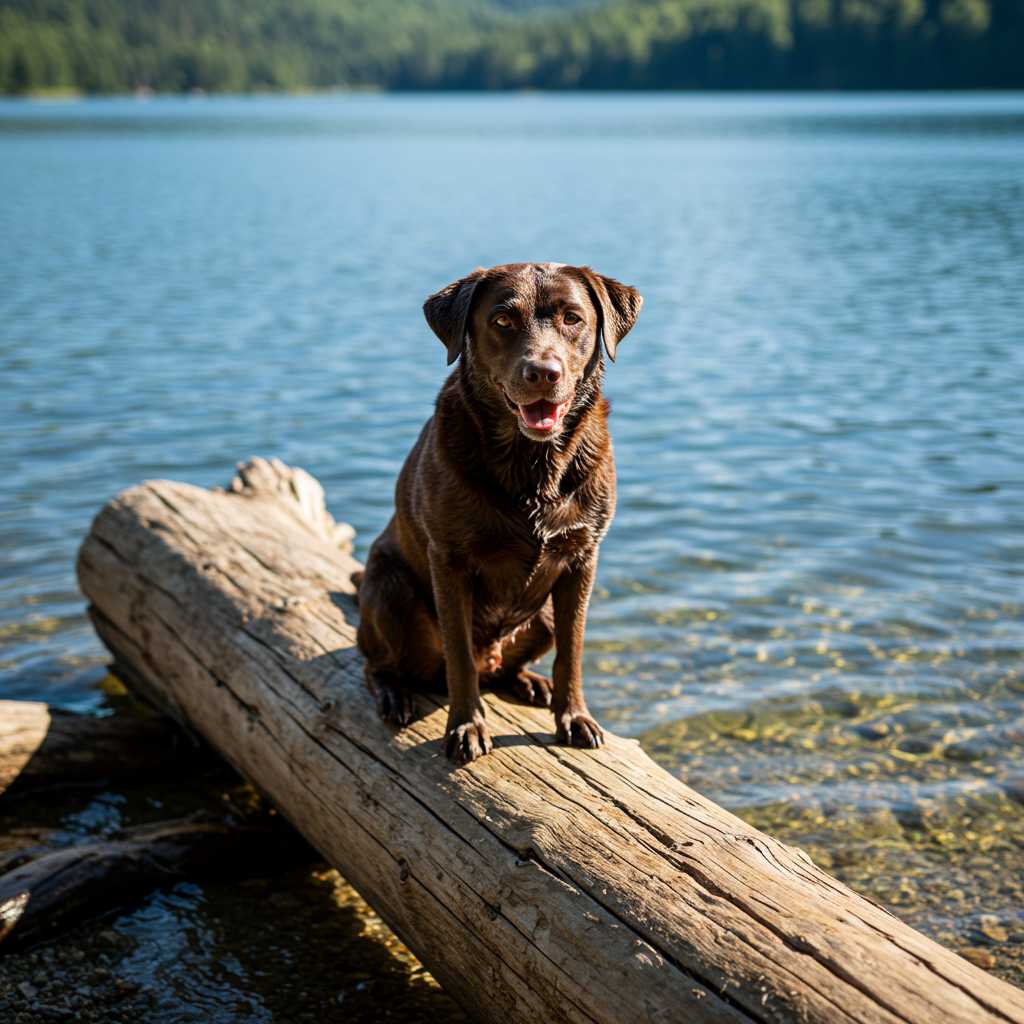 a dog on a log