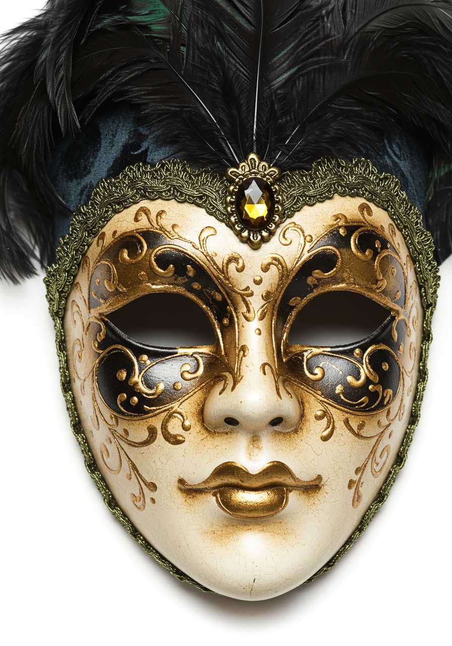Opera carnival masquerade mask isolated on white background