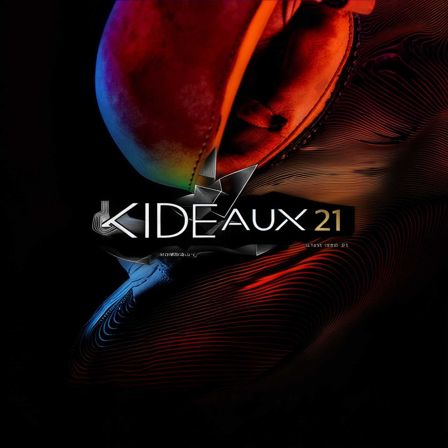 Design a modern and stylish logo for a high-end shoe and fashion accessories brand called 'KIDEAUX 21'. The logo should feel luxurious and sophisticated, featuring sleek typography with an elegant and minimalistic design. Incorporate elements that signify fashion, elegance, or high-quality craftsmanship — such as a subtle shoe outline, abstract stitching, or geometric patterns. Use a monochrome or neutral color palette like black, white, gold, or silver, and include clean, bold lines with a timeless aesthetic. The design should be versatile enough to work on tags, packaging, and digital platforms."

