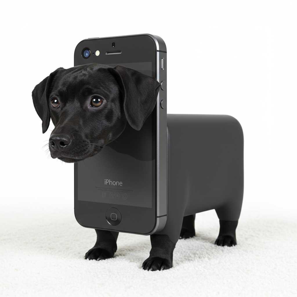 sn iphone shaped dog