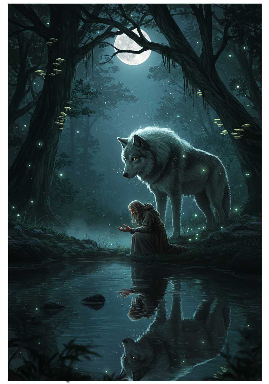 Moonlit Encounter in the Enchanted Forest