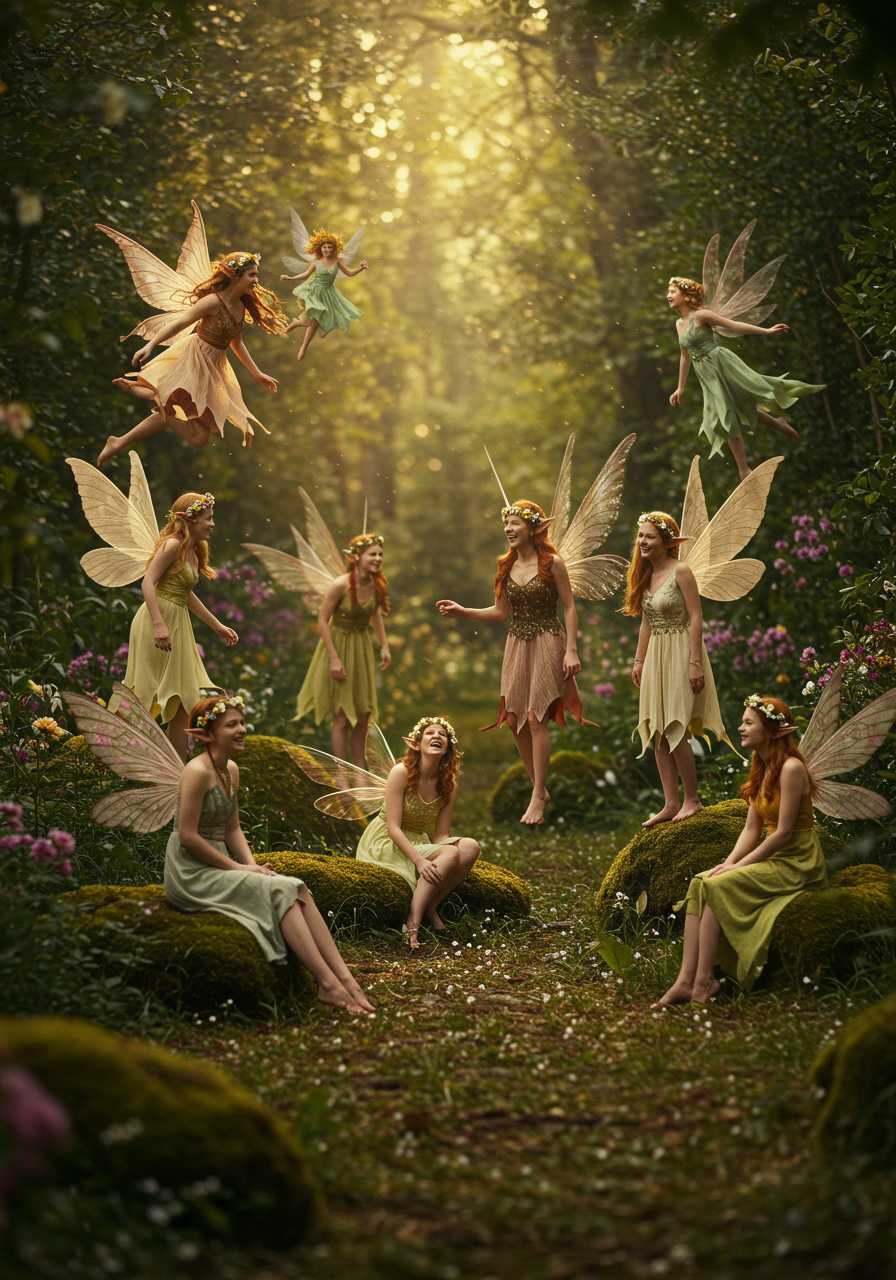  fairies in woodland glade