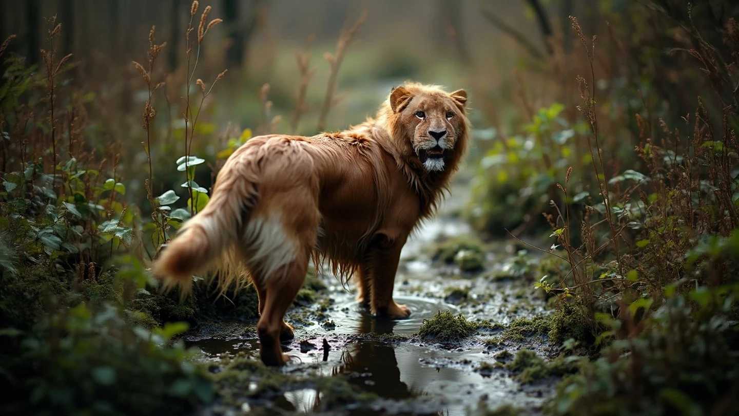 a lions head on a dogs body