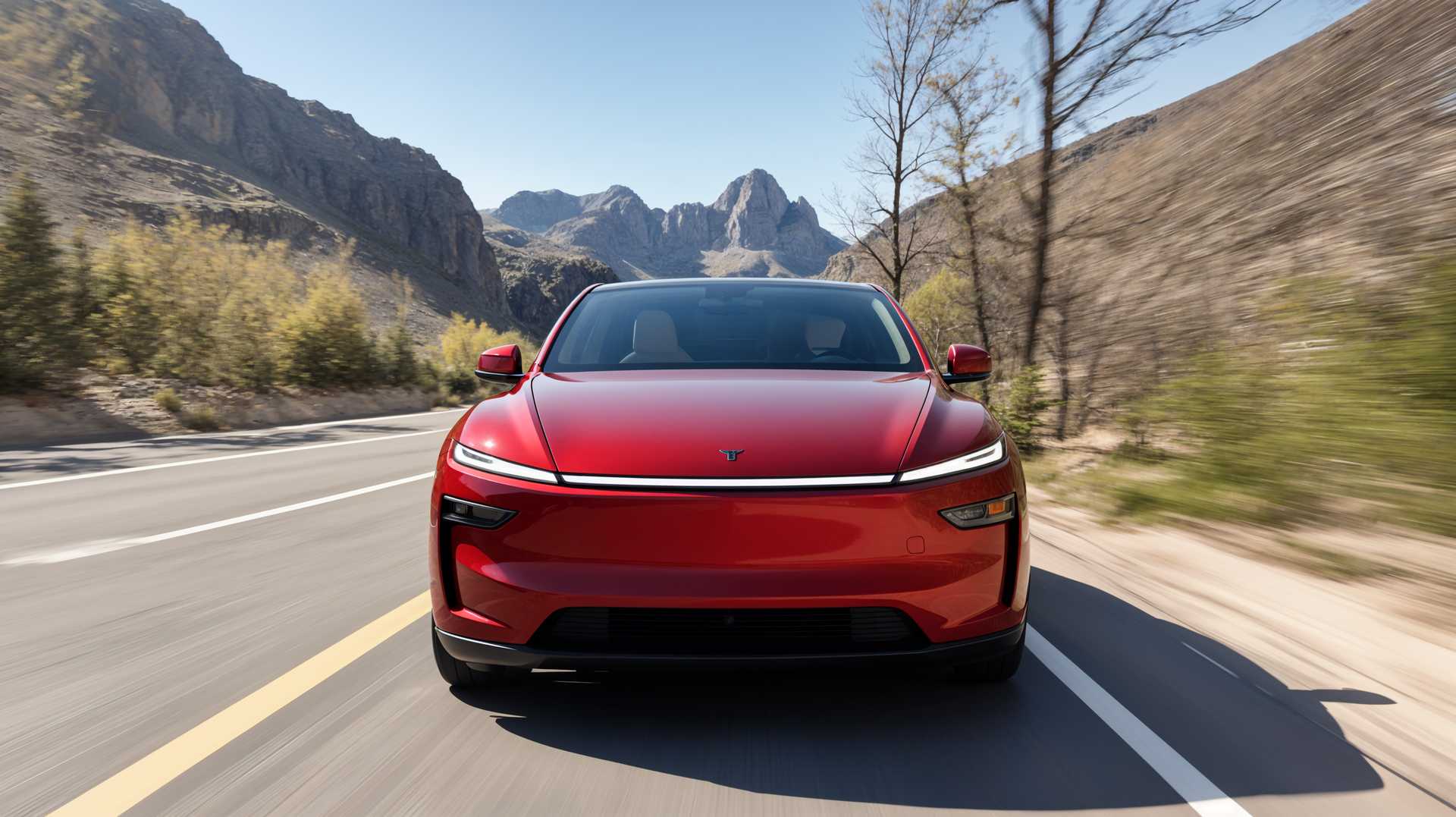 AI-generated image: A car surrounded by mountains and vegetation