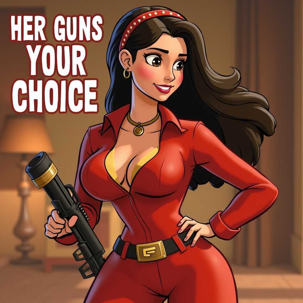 3d disney pixar text reads "HER GUNS YOUR CHOICE" 