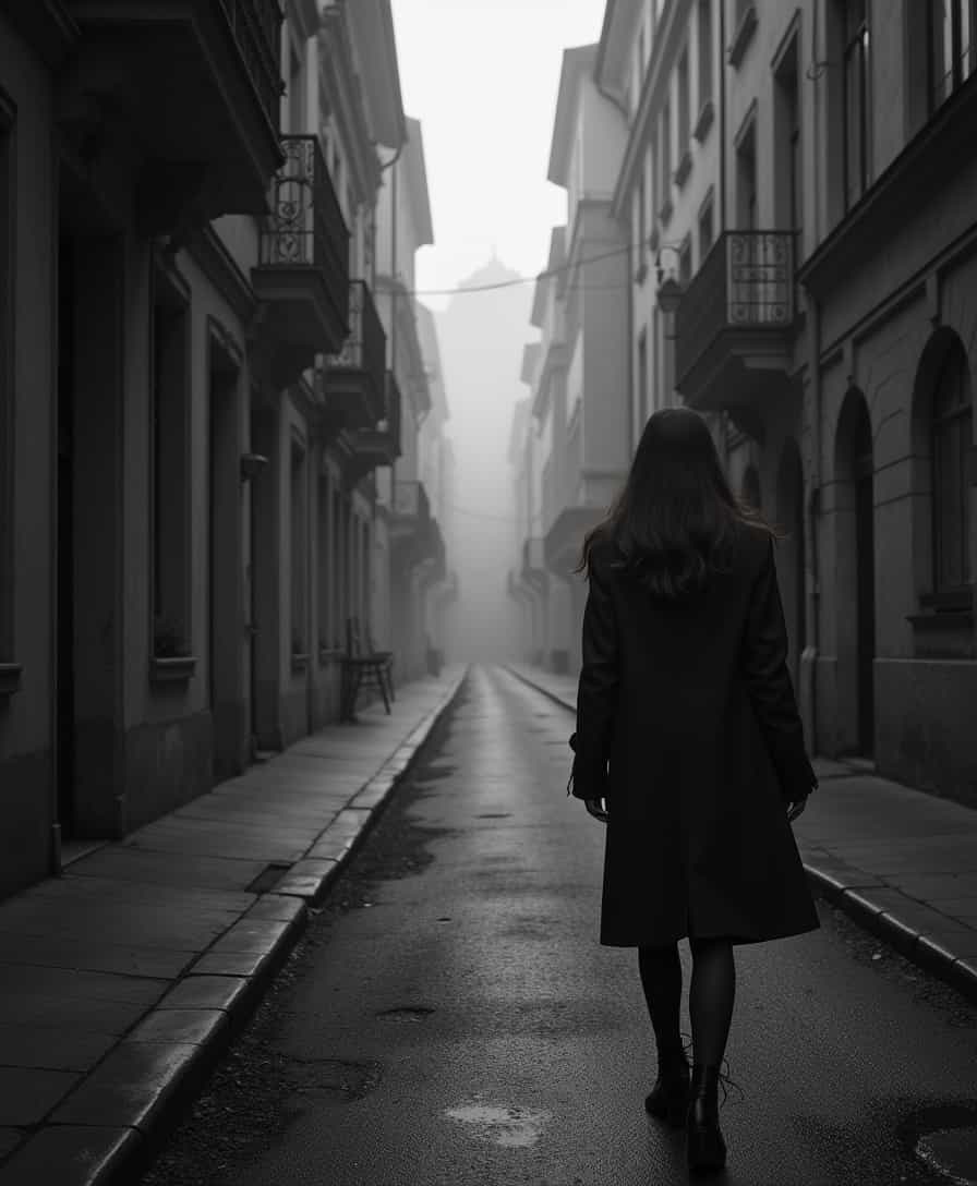 4K 35mm lens, high contrast black and white image, low-key lighting, eerie atmosphere, unsettling details,, deep shadows, dramatic effect, timeless elegance, outside a city, vibrant emotional wallpaper.