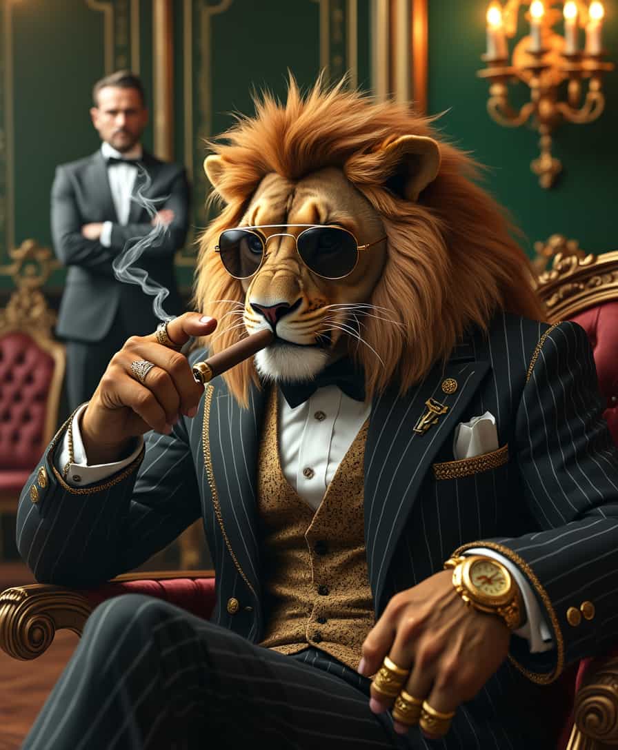 **The Regal Lion: A Study in Sophistication**