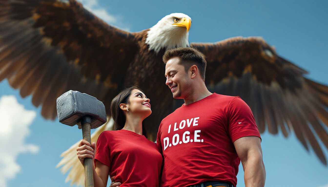 Patriotic Doge Enthusiasts with Bald Eagle