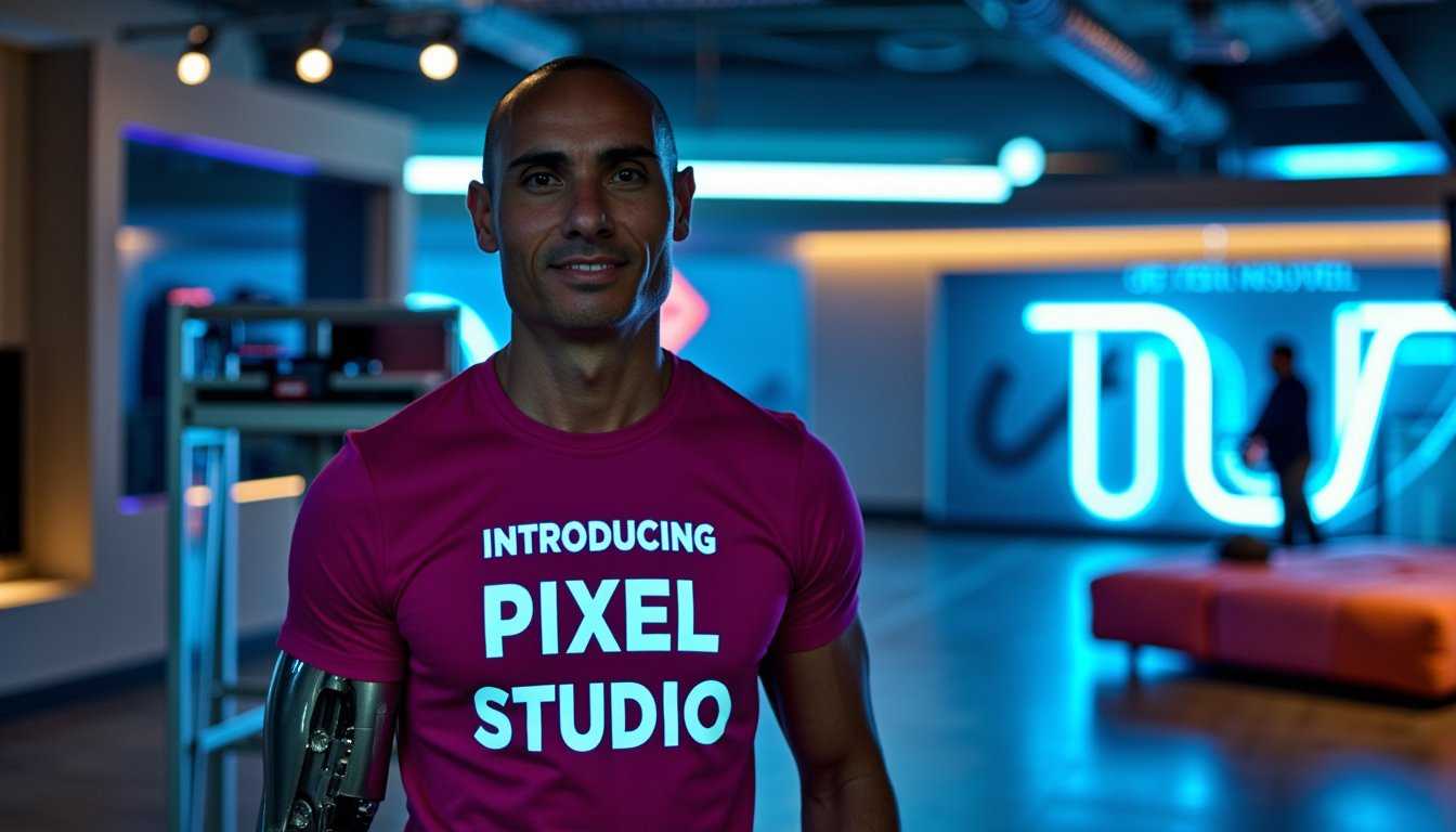 A man walking through the studio