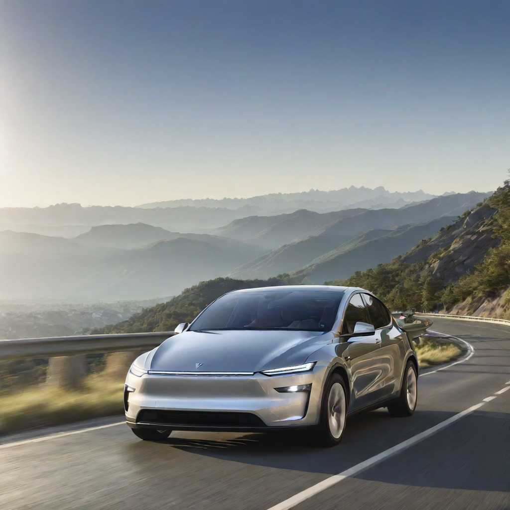 a photo of a TSLAMDLYJNPR car  driving through a windy mountain road