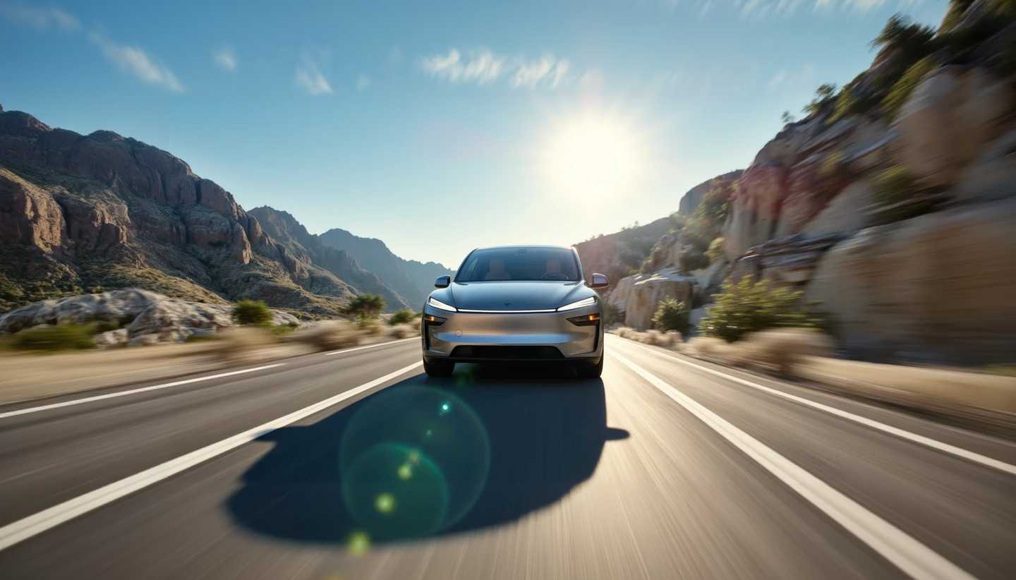 a photo of a car, driving through the mountains
