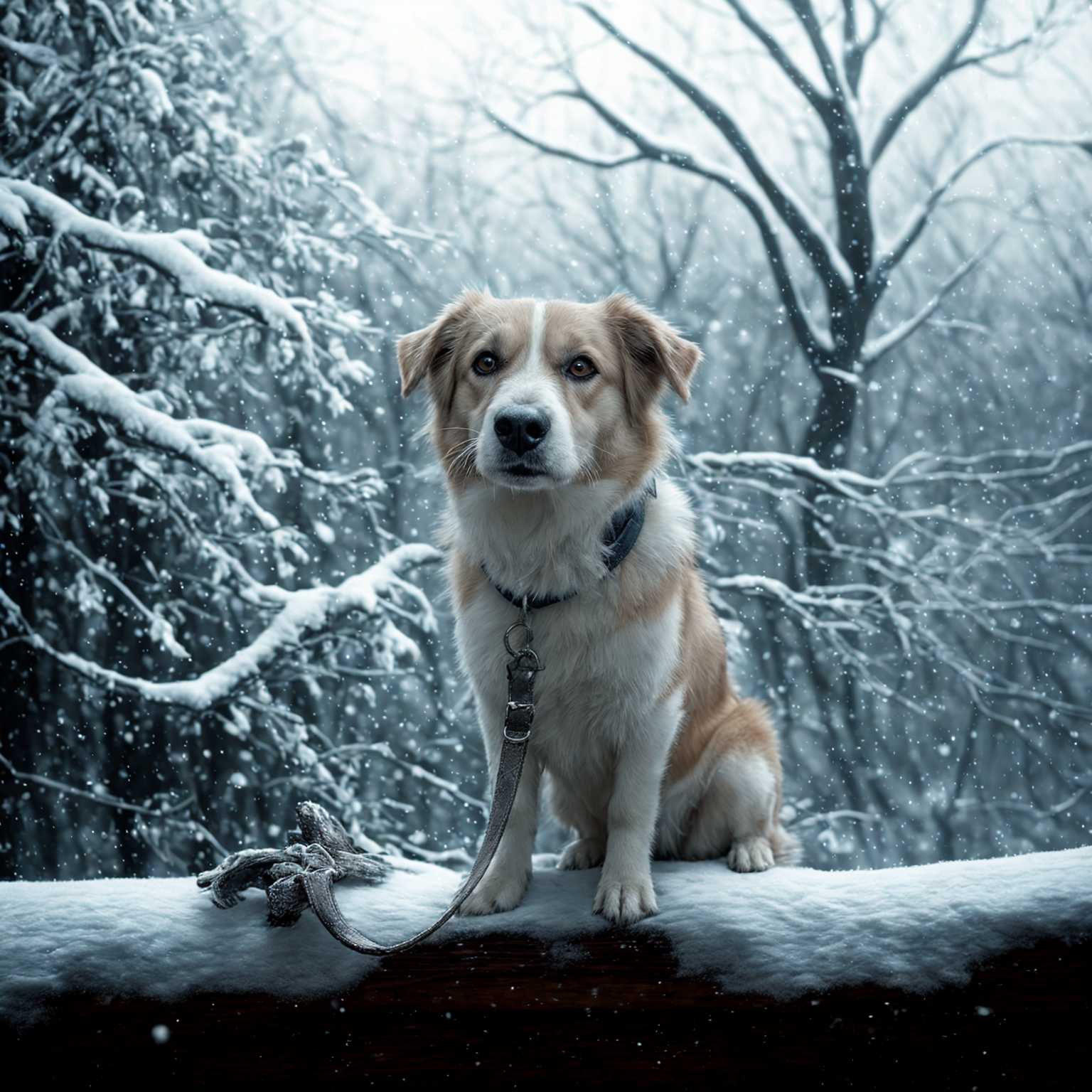 Snowy day, soft diffused light, winter wonderland