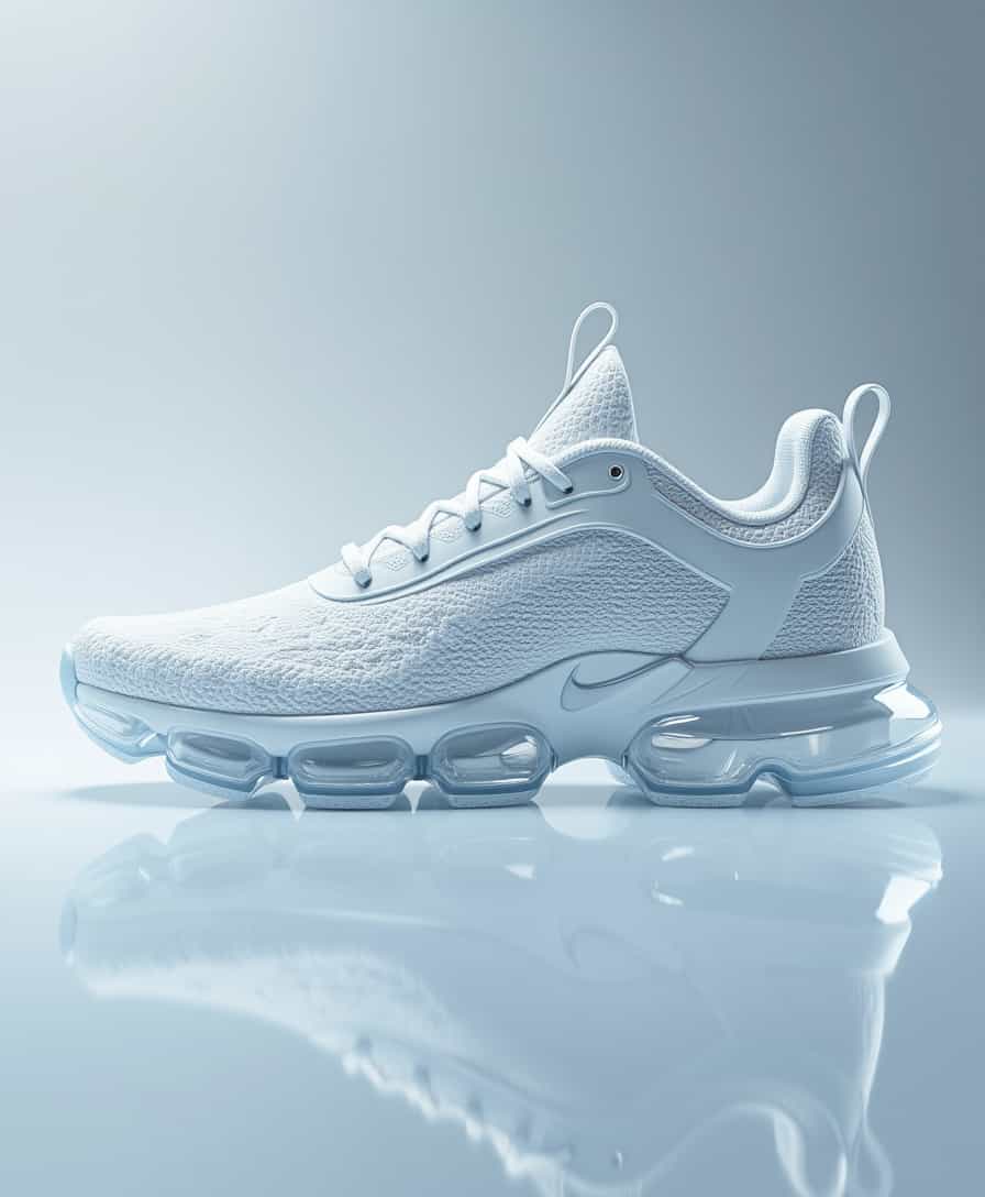 Conceptual design of futuristic style sports shoes, parametric design, 3D transparent cristal printed