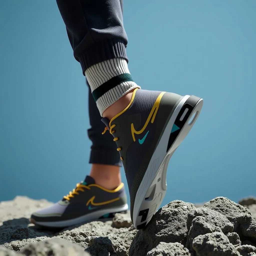 Adventurous Footwear on Rocky Terrain