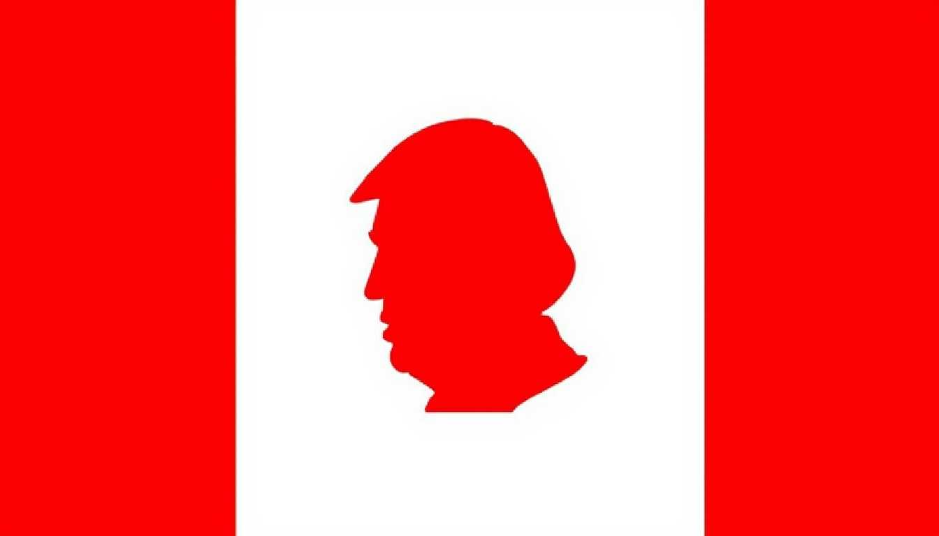 Red Silhouette on a Canadian-Inspired Flag