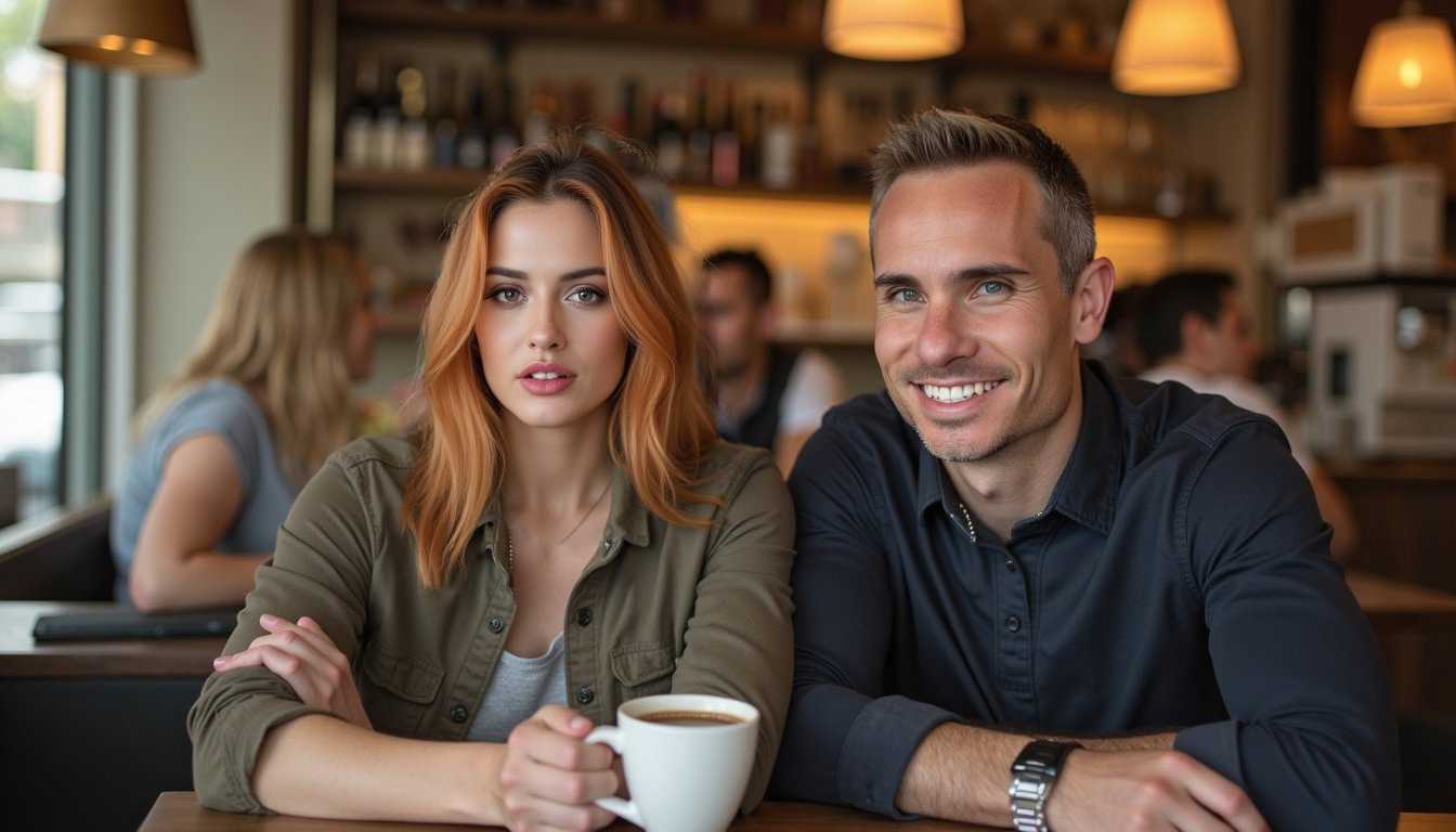 TOKONIAORANGEHAIR, with orange hair sitting in a cafe